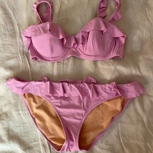 NEW - J. Crew Factory Pink Ruffle Bikini Set
